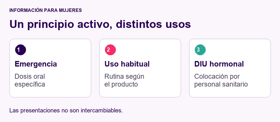 Levonorgestrel: distinguir la dosis de emergencia de la píldora habitual y del sistema intrauterino