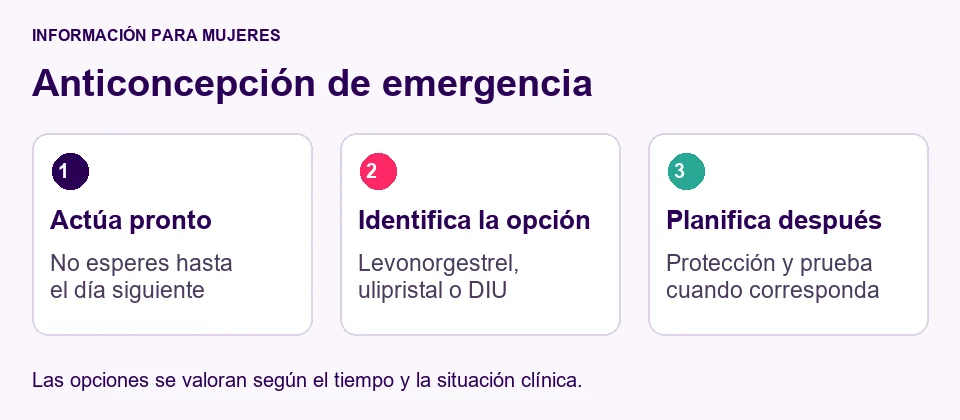 Tres aspectos de la anticoncepción de emergencia: actuar pronto, identificar el medicamento y planificar el seguimiento